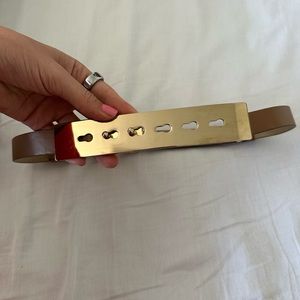 BCBGMaxazria tan and gold waist belt